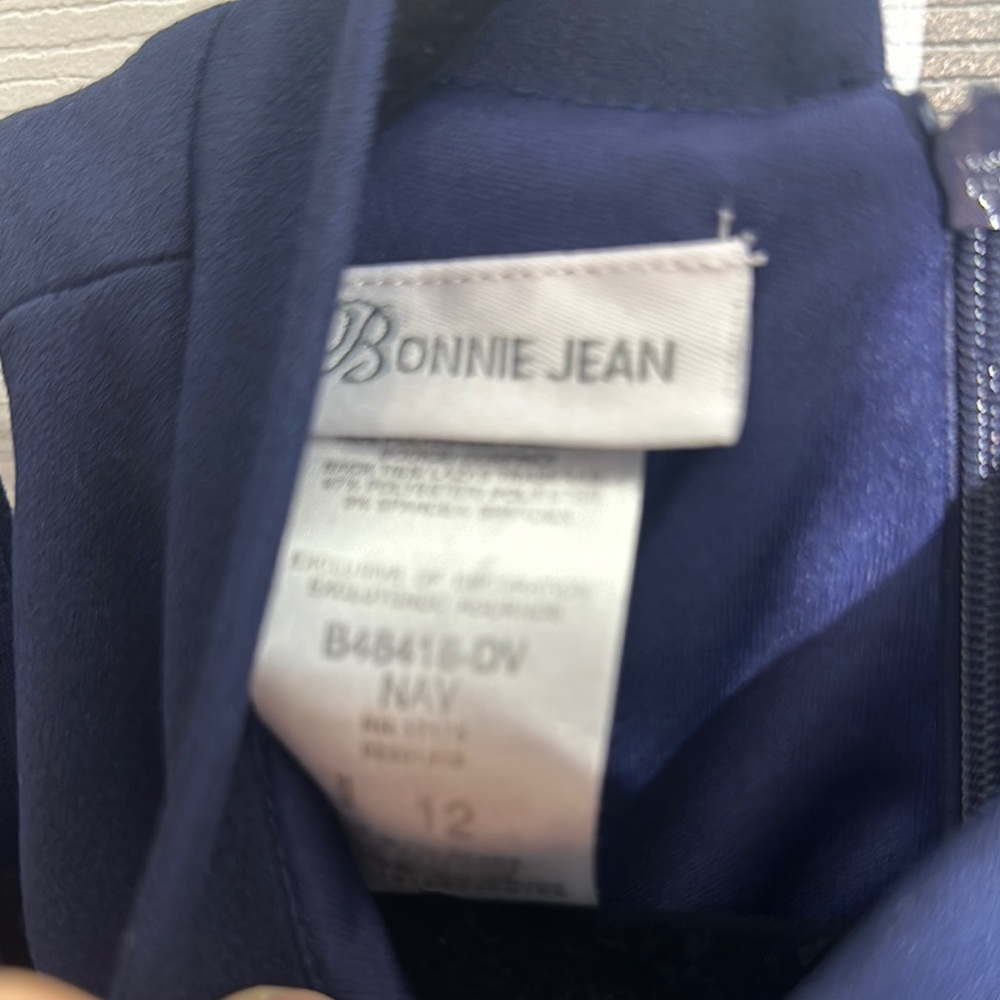 Bonnie Jean Embellished Tiered Blue and Cream Cocktail Dress - Picture 2 of 4